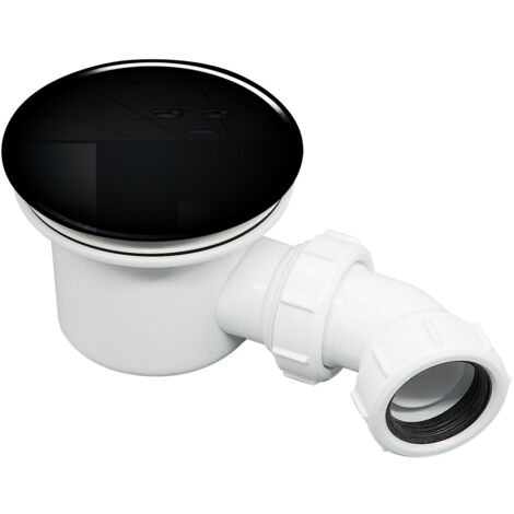 ELEGANT 90mm Shower Waste Trap, Fast Flow and Easy Clean Shower Enclosure Waste Tray (Black)