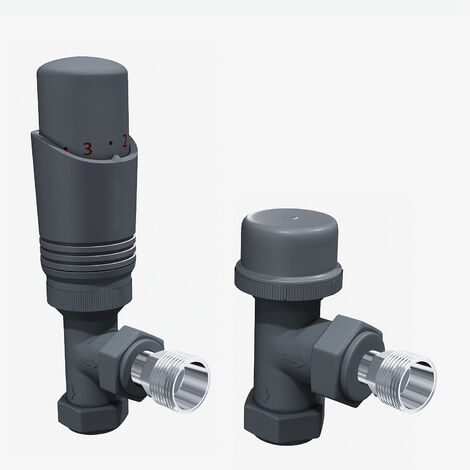 ELEGANT Anthracite Angled Thermostatic Radiator Valve Pairs