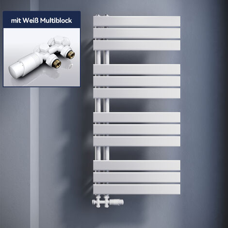 ELEGANT Badheizkörper Handtuchhalter Weiß Handtuchwärmer Panel Handtuchtrockner mit Ventil, 1038x500mm Seitenanschluss