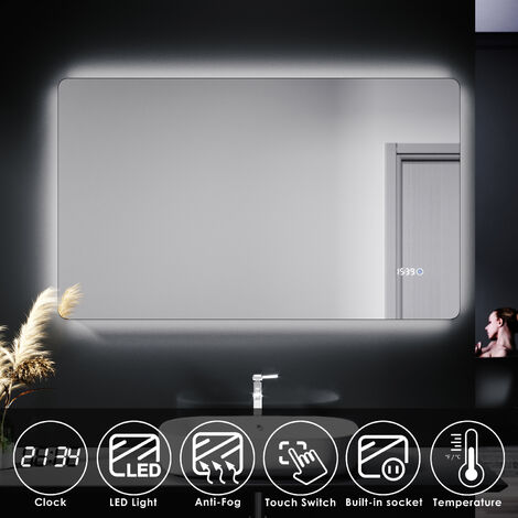 ELEGANT Bathroom LED Mirror and Shaver Socket Wall Mounted