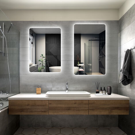 ELEGANT Bathroom LED Mirror Modern Wall Mounted Rectangular Bathroom Mirror 700x500mm + 800x500mm with Demister Pad