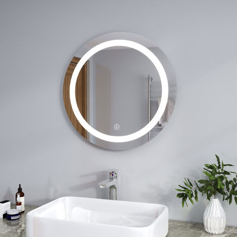 ELEGANT Bathroom Mirror Splashproof Wall Mounted 600x600mm Mirror Illuminated LED Mirror with Demister + Sensor