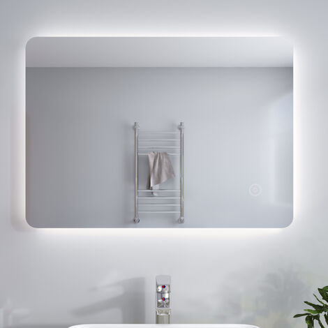 ELEGANT Bathroom Mirror Vertical Horizontal Wall Mounted Mirror Backlit Illuminated LED Mirror with Touch Sensor, 700x500mm
