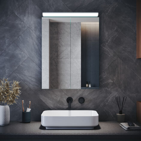 ELEGANT Bathroom Wall Cabinets with Mirror Headlight 8K Bright Mirror and Hydraulic Hinges, Twin Door 520x650mm Stainless Steel