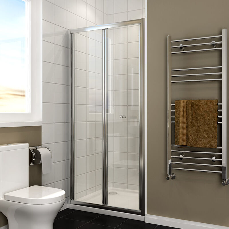 ELEGANT Bi Fold Shower Door 860mm Bifold Shower Enclosure Reversible