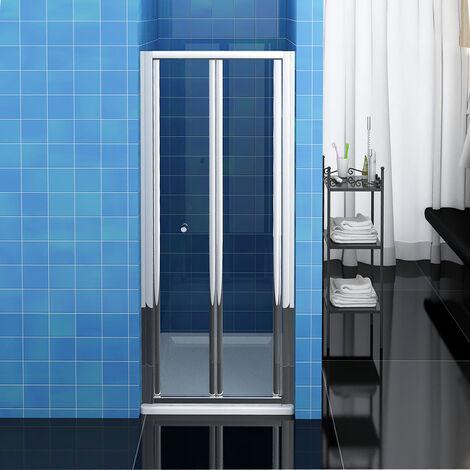 main image of "ELEGANT Bifold Shower Enclosure Reversible Folding Glass Shower Cubicle Door"