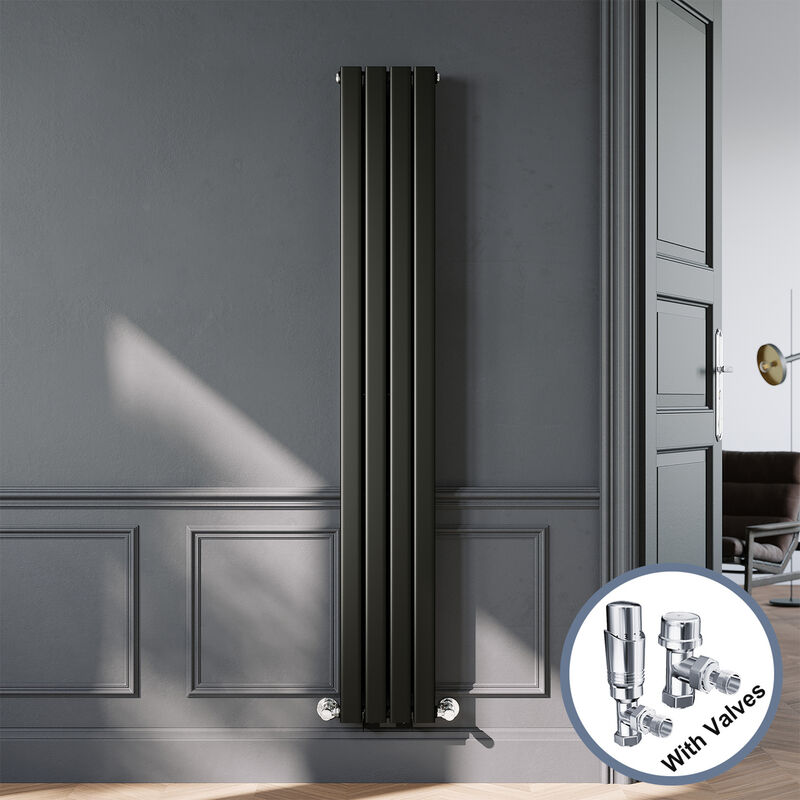 Image of Black Designer Vertical Radiator Double Panel&hellip;