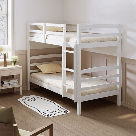 ELEGANT Bunk Bed Solid Pine Wood Bed Stylish Double Sleeper - Single Bed Frame 99 x 201 x155CM