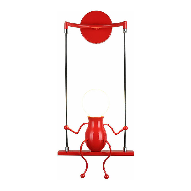 Elegant Creative Wall Light Human Swing Decor Wall Sconce Modern Metal Wall Lamp for Living Room Bedroom Children Room Red