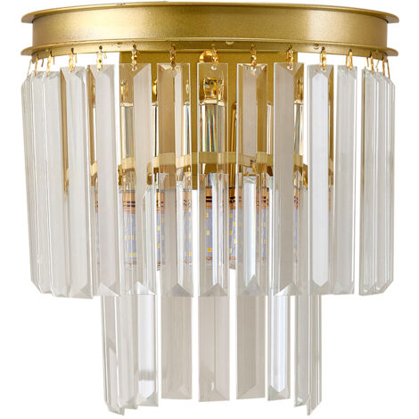Elegant E14 Crystal Glass Wall Lamp with Golden Finish Base
