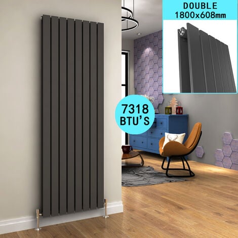 ELEGANT High Heat Output Radiator 1800x608mm Anthracite Double Flat Panel Tall Upright Central Vertical Radiators