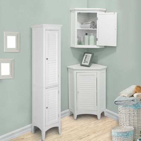 main image of "Elegant Home Fashions Bathroom Corner Cabinet Unit Set 3 pieces White ELG-CSETW"