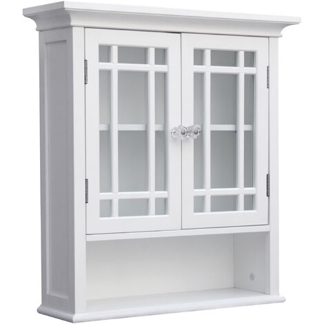 main image of "Elegant Home Fashions Bathroom Neal Wooden Wall Cabinet 2 Doors White 7473"