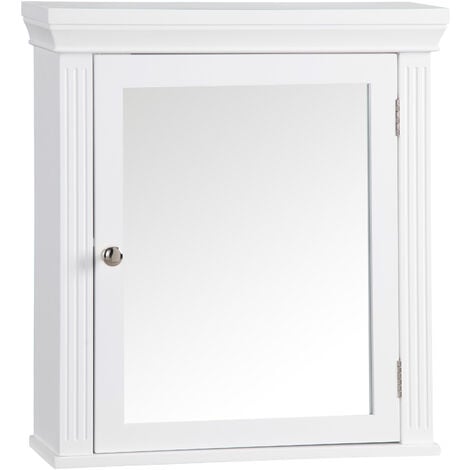 main image of "Elegant Home Fashions Bathroom Stratford Wooden Mirrored Medicine Cabinet White 6544"