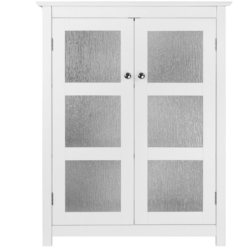 Connor Floor Cabinet with 2 Glass Doors White ELG-580 - Elegant Home Fashions