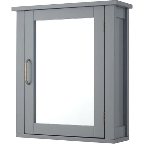 Elegant Home Fashions para el hogar Muebles de baño de madera Armario de medicina con espejo de pared y estante ajustable Gris