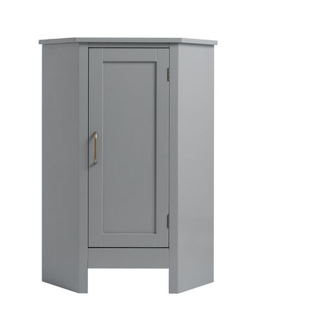 main image of "Elegant Home Fashions Wooden Bathroom Furniture Corner Floor Free Standing Cabinet with Adjustable Shelf Grey EHF-F0020"
