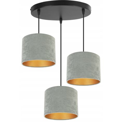 ÉLÉGANT LAMPE À SUSPENSION PLAFONNIER ABAT-JOUR DORÉ VELOURS