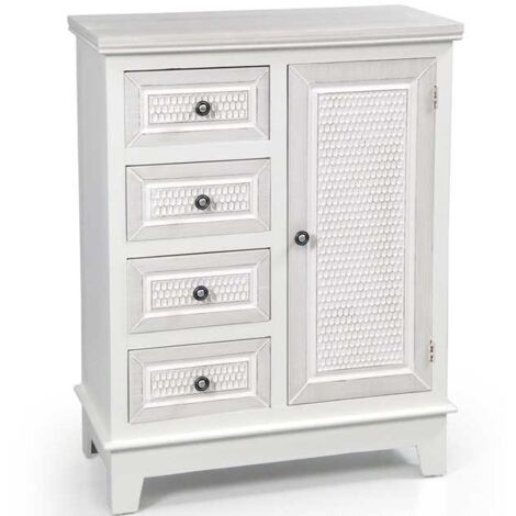 ELEGANT MOBILE CON ANTA E 4 CASSETTI 66X32X84 CM COLORE BIANCO