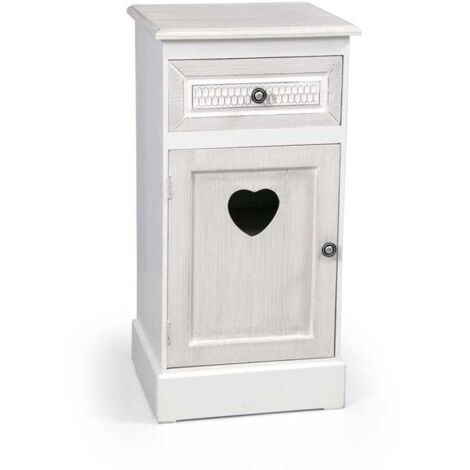 ELEGANT MOBILE CON CASSETTO E ANTA 35 X 30 X 68CM IN COLORE BIANCO