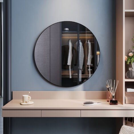 ELEGANT Modern Freestanding Mirrors Aluminum Frame, Wall-Mounted Round Dressing Mirror, Easy to Install, Suitable for Various Home Styles, 800 x 800 x 35mm