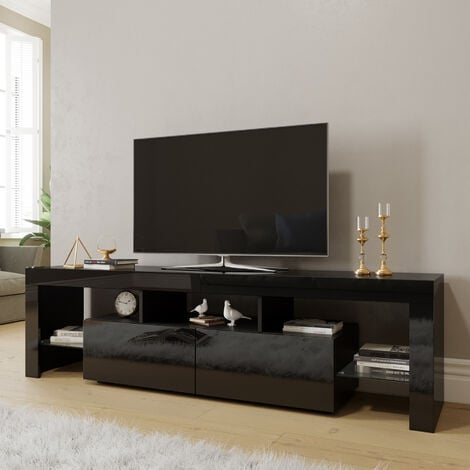 ELEGANT Modern High Gloss TV Stand Cabinet with LED Light Living Room Bedroom Furniture Television Unit TV Cabinet for Media Storage