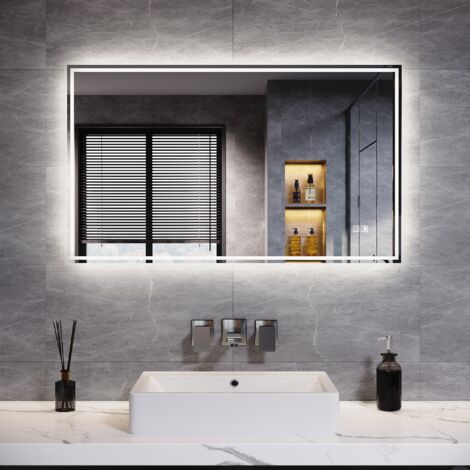 ELEGANT Modern LED Illuminated Bathroom Mirror 1000 x 600mm Sensor + Demister