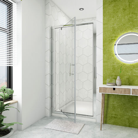 ELEGANT Modern Shower Enclosure 700mm Pivot Shower Door Single Door with 1100 x 700mm Tray