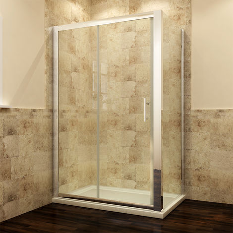 ELEGANT Modern Sliding Shower Cubicle Door Bathroom Shower Enclosure 1200 x 900 mm with Side Panel