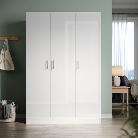 ELEGANT Modern Soft Close High Gloss & Matt White 3 Doors Wardrobes Bedroom Closet Sotrage Furniture