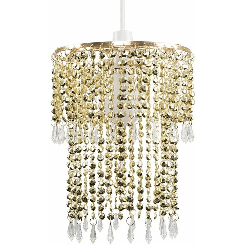 Decorative Jewel Acrylic Bead Ceiling Pendant Light Shade - Gold