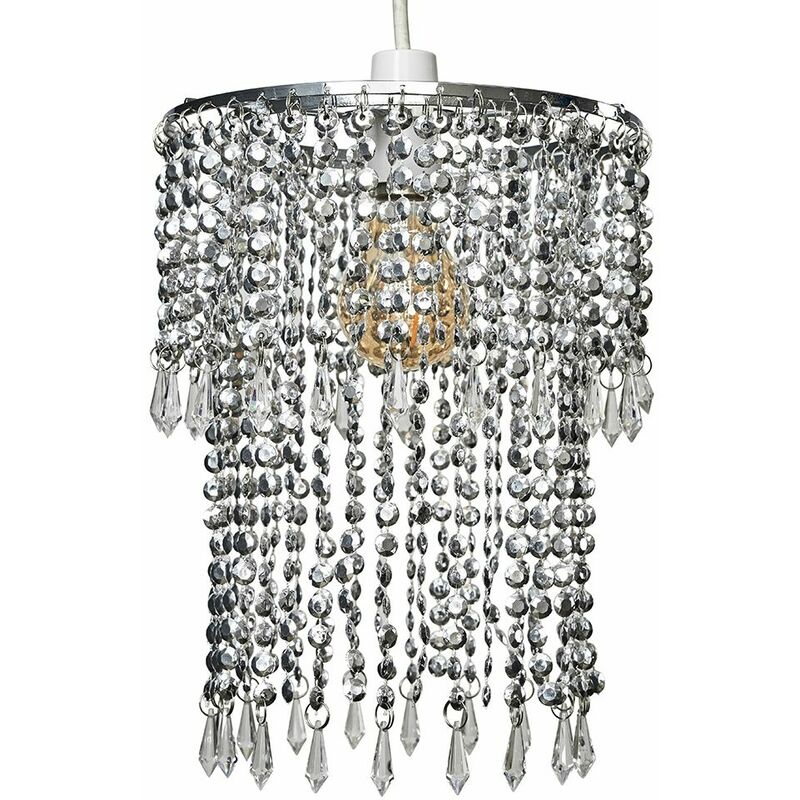 Decorative Jewel Acrylic Bead Ceiling Pendant Light Shade - Chrome