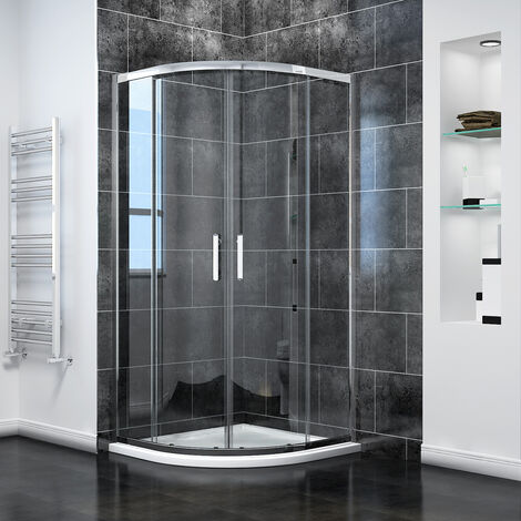 ELEGANT Quadrant Shower Enclosure Set with SMC Shower Tray, 800x800mm 6mm NANO Self Clean Glass Bright Chrome Dual Aluminium Frame Structure