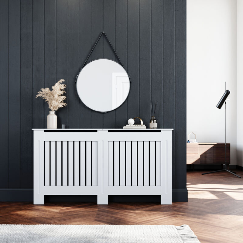 ELEGANT Large Radiator Cover White Painted Modern Design MDF Cabinet for Living Room/Bedroom/Kitchen