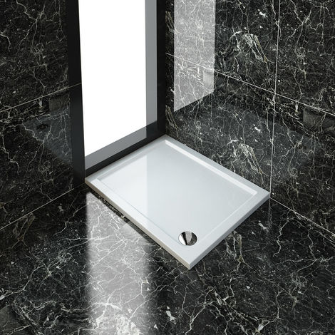 ELEGANT Rectangular 1000 x 800 x 40 mm Stone Tray for Shower Enclosure Cubicle + Waste Trap
