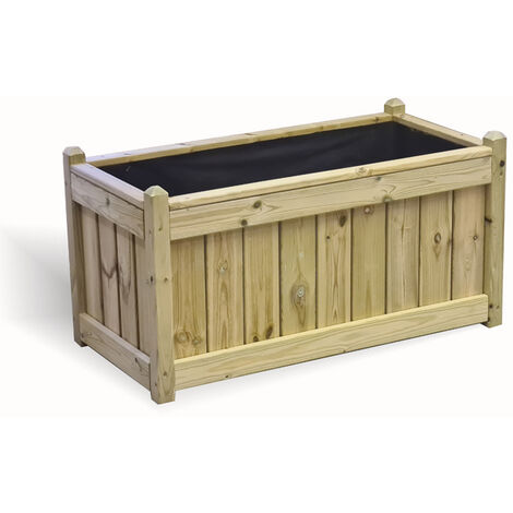 Elegant Rectangular Trough Planter - Timber - L50 x W100 x H52 cm - Minimal Assembly Required