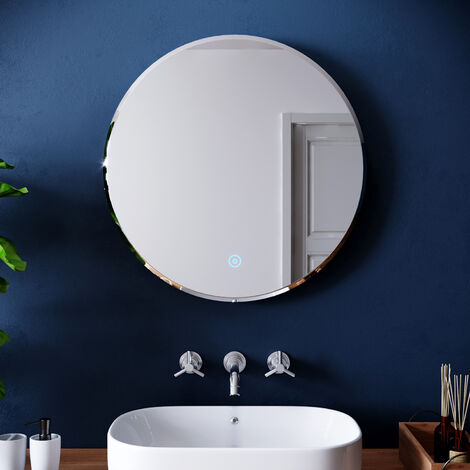 ELEGANT Round Illuminated LED Bathroom Mirror Touch Sensor + Demister