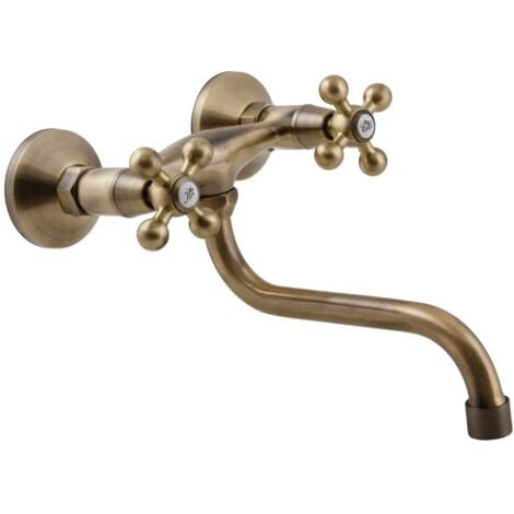 Elegant 'S' Type Antique Brass Bathroom Tap Kitchen Faucet Ancient Retro Heads