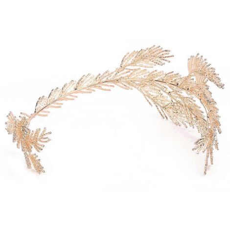 Élégant serre-tête de reine, bandeau doré à feuilles pour mariée