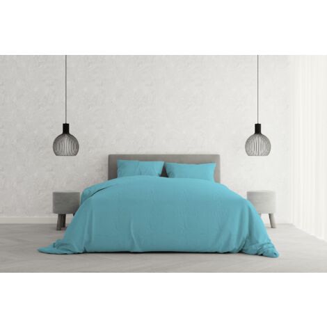 Elegant Set Copripiumino Matrimoniale Microfibra, lavorato in Italia - Parure Copri Piumino - Sacco Piumone 250x200 cm con Patella e Federe Cuscino, Azzurro, Matrimoniale