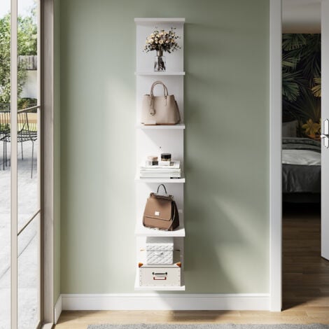 ELEGANT Shelves, Standing Display Storage Cabinet with 5 Compartmentalized Storage Levels, Modern Design Applicable to Multiple Scenarios, White, 300×280×1600mm