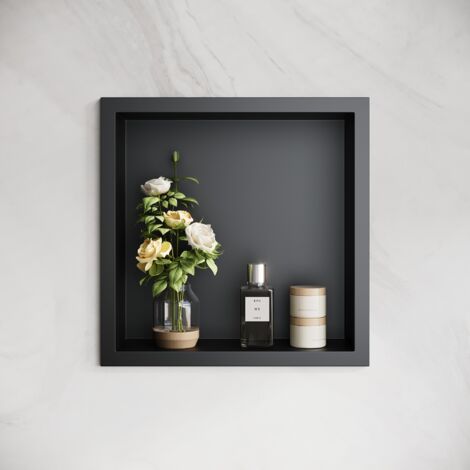 ELEGANT Shower Caddies 304 Stainless Steel Shower Niche, Wall-Inserted Niche, Black Sealed Waterproof Rust-Resistant Modern Design 30x30x10cm