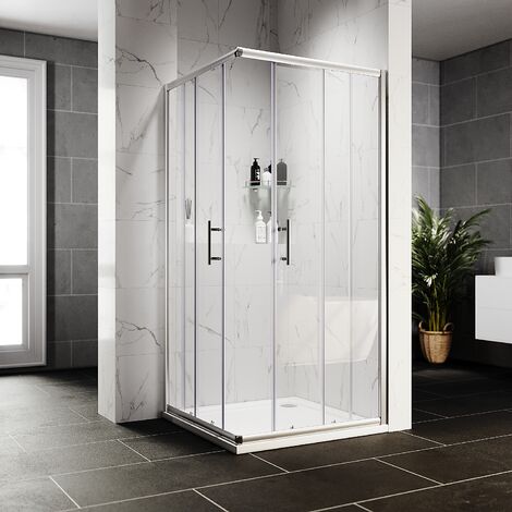 Aquariss 1000x1900mm Sliding Single Shower Enclosure For Wetroom Cubicle With 6mm Easy Clean Glass Shower Screen Door Chrome