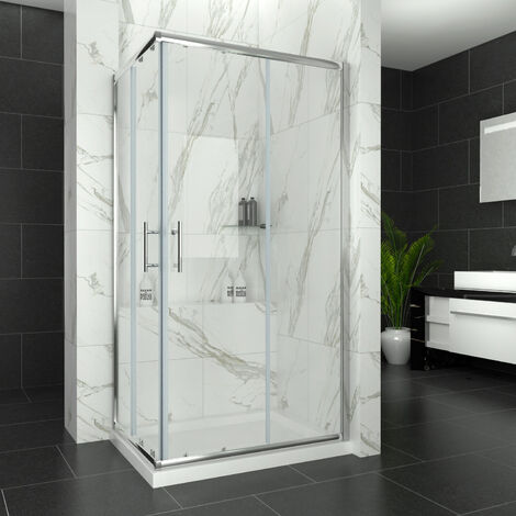 ELEGANT Shower Door Corner Entry Shower Cabin 6mm Tempered Glass Shower Enclosure 900 x 700 mm