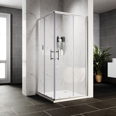 ELEGANT Shower Door Corner Entry Shower Cabin 6mm Tempered Glass Shower Enclosure 900 X 900 mm