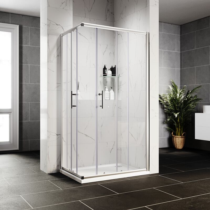 ELEGANT Shower Enclosure Corner Entry 900 x 700 mm Square Sliding ...