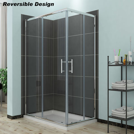 ELEGANT Shower Enclosure Corner Entry Shower Cubicle Square Sliding Door