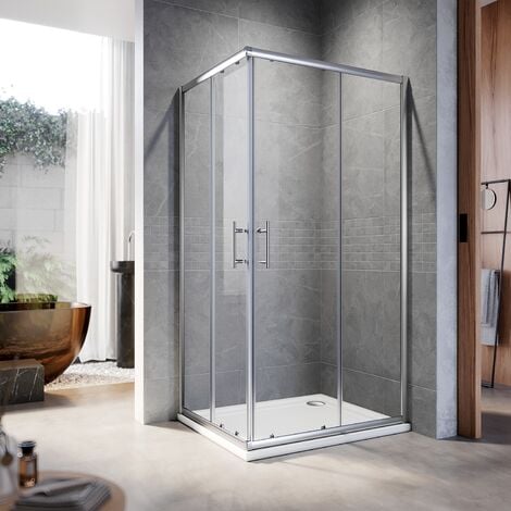 ELEGANT Sliding Corner Entry Shower Enclosure Door Cubicle 1000 x 800 mm