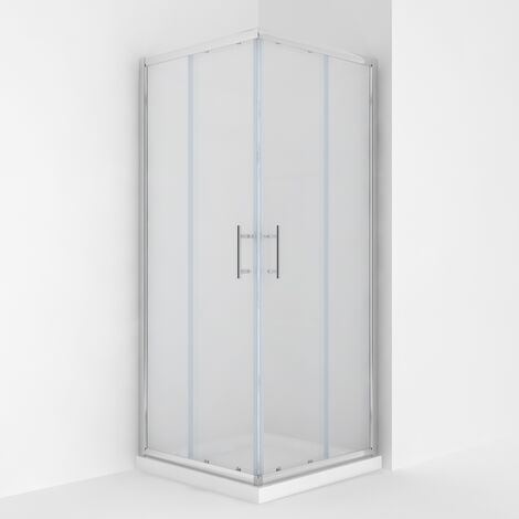 ELEGANT Sliding Shower Door and Enclosure 760 x 760mm Square Corner Entry Shower Cabin with Stone Tray