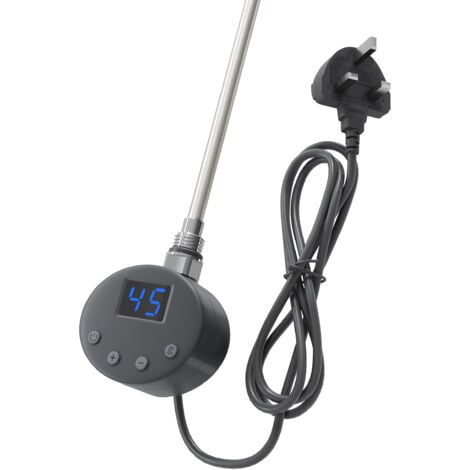 ELEGANT Smart Thermostatic Electric Heating Element for Towel Rails and Radiators with LED Temperature Display Anthracite 400W